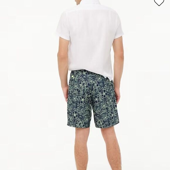 J. Crew Factory Men’s Pineapple Blue Hawaiian Print Flex Swimwear 9” Board Short - Picture 9 of 12